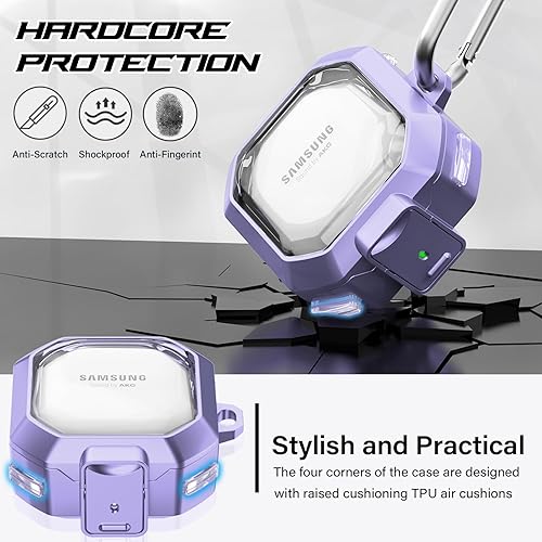 Miniatura 3 de 【Con bloqueo seguro】 Funda transparente para Samsung Galaxy Buds Fe 2023/Galaxy Buds 2 funda/Galaxy Buds Live/Galaxy Buds Pro 2 funda con llavero y