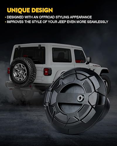 Miniatura 9 de Xprite Cubierta de tapa de tanque de gas con bloqueo compatible con Jeep Wrangler 2018-2024 JL y JLU 24 puertas ilimitadas, cubierta de puerta de