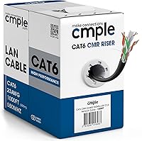 Vista 1 de Cmple - Cable Cat6 1000 pies a granel, cable Ethernet LAN Cat 6, cable de red UTP 23AWG CMR Riser 10Gbps 550 MHz, caja dispensadora de 1000 pies