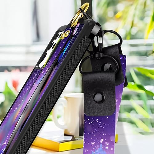 Miniatura 3 de Funda de dibujos animados para Samsung Galaxy S23 Ultra (2023), bonito diseño de personaje de caricatura de burro morado con cordón para la muñeca,