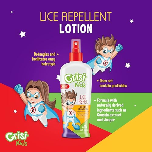 Miniatura 6 de Grisi Champú limpiador y repelente de piojos para niños, ayuda con la aparición de piojos, extracto de Quassia, acondiciona el cabello, 10.14 onzas
