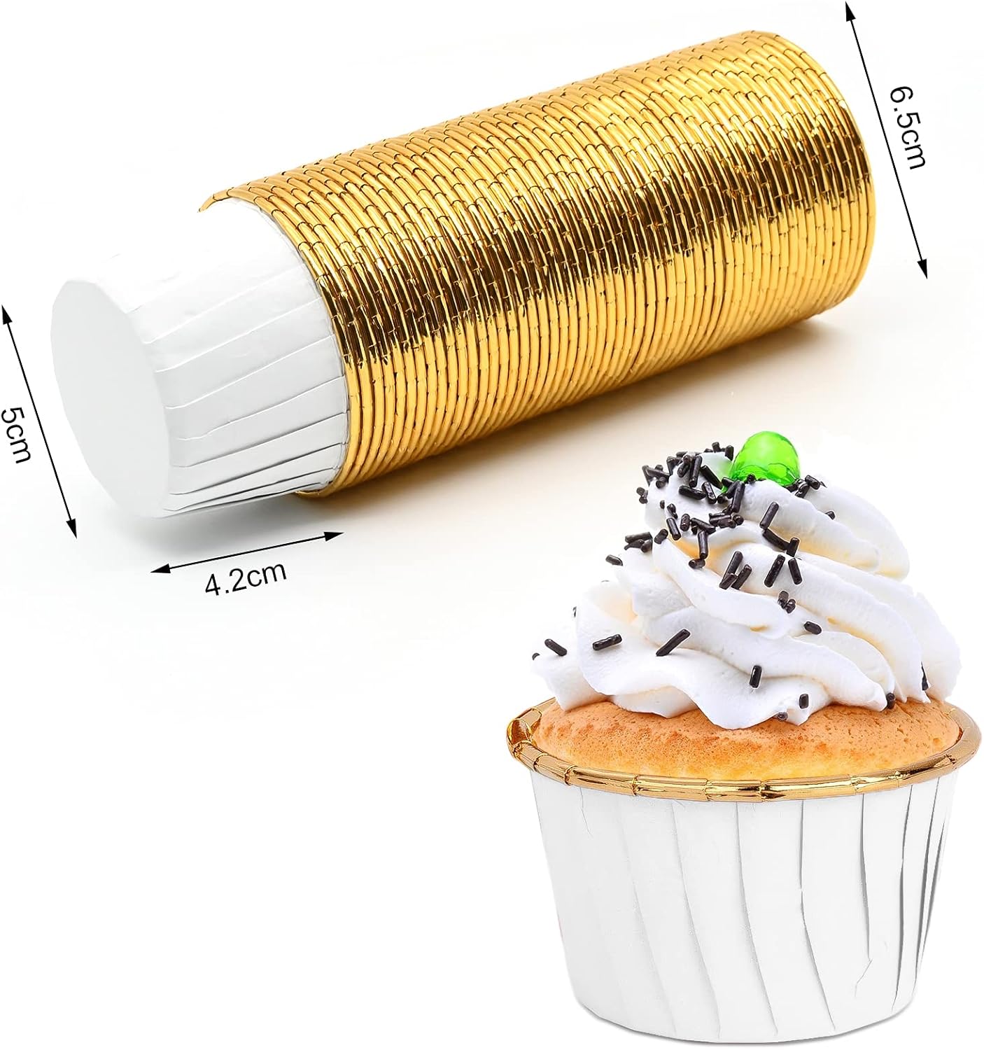 100Pcs Cupcake Cases, Foil Baking Cups Paper Wrappers, Cake Muffin Liners - Image 5