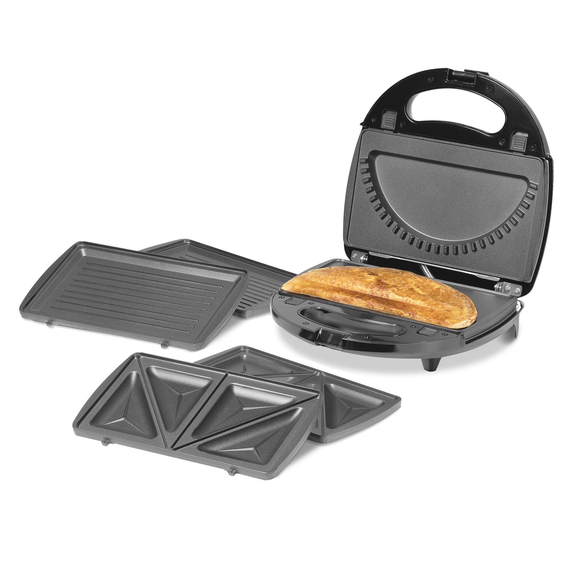 Daewoo Unisex Black 3-In-1 Panini Press Crimp & Sandwich Toastie Maker Crimper In