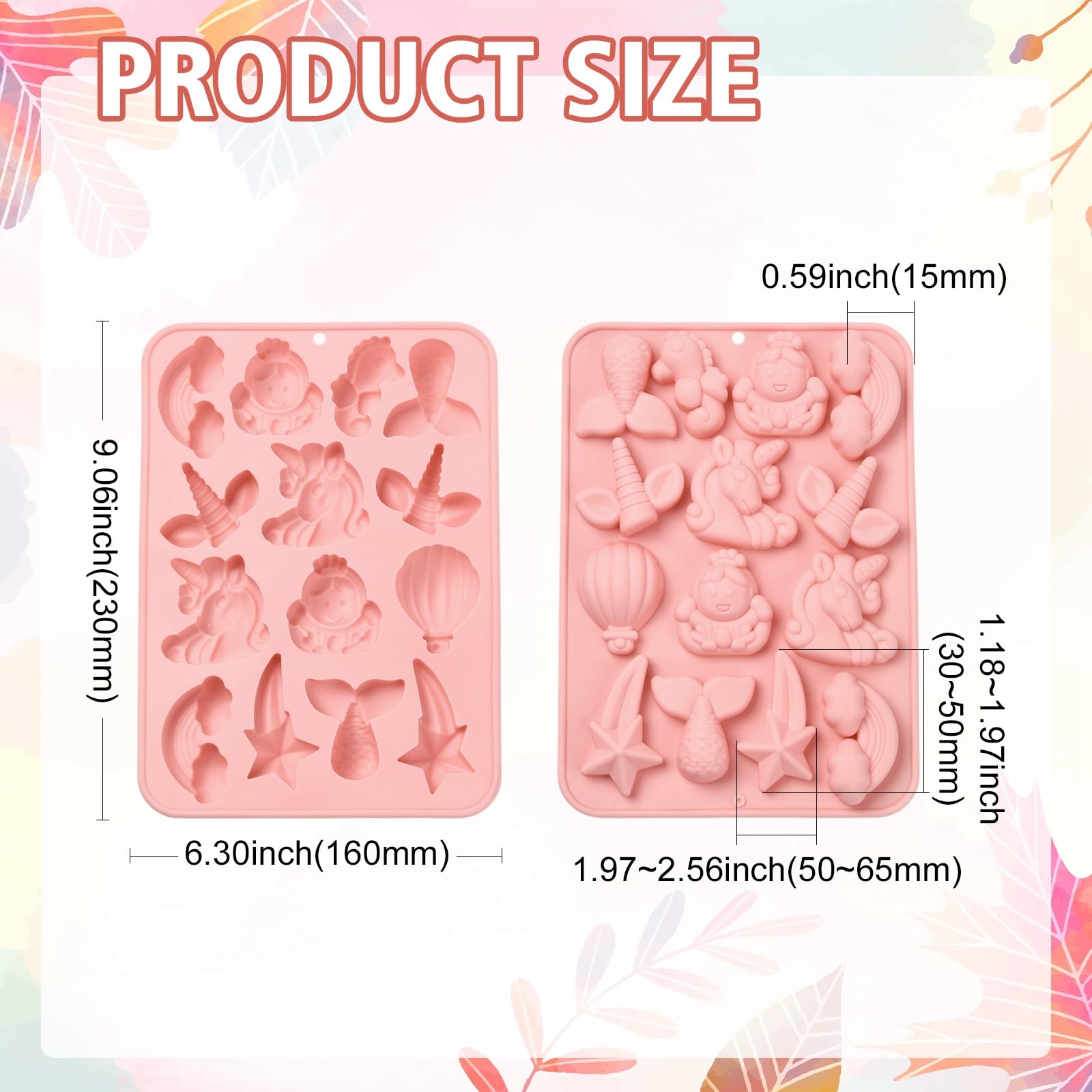 UR URLIFEHALL 2 Pcs Unicorn Silicone Moulds Fairy Tale Animal Rainbow Chocolate Moulds for Cake Candy Cupcake Soap Cookie Ice Cube Crafts - Image 2