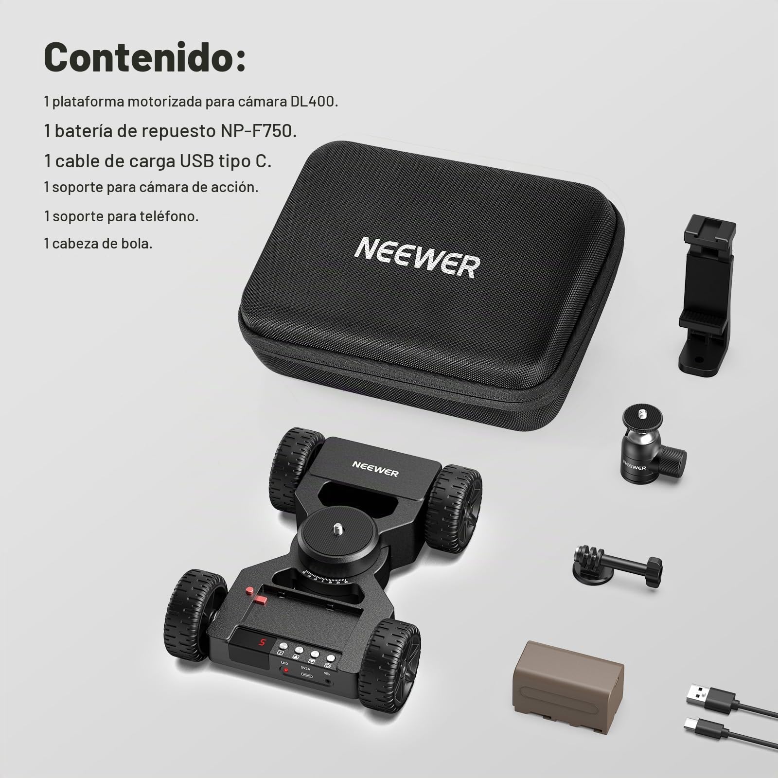 NEEWER DL400 Dolly Deslizador Cámara Motorizada App Control, Actualizado con Motor Dual Ultra Silencioso, Batería 5H, Compatible con GoPro iPhone Android Samsung Smartphone DSLR Cámara Videocámara