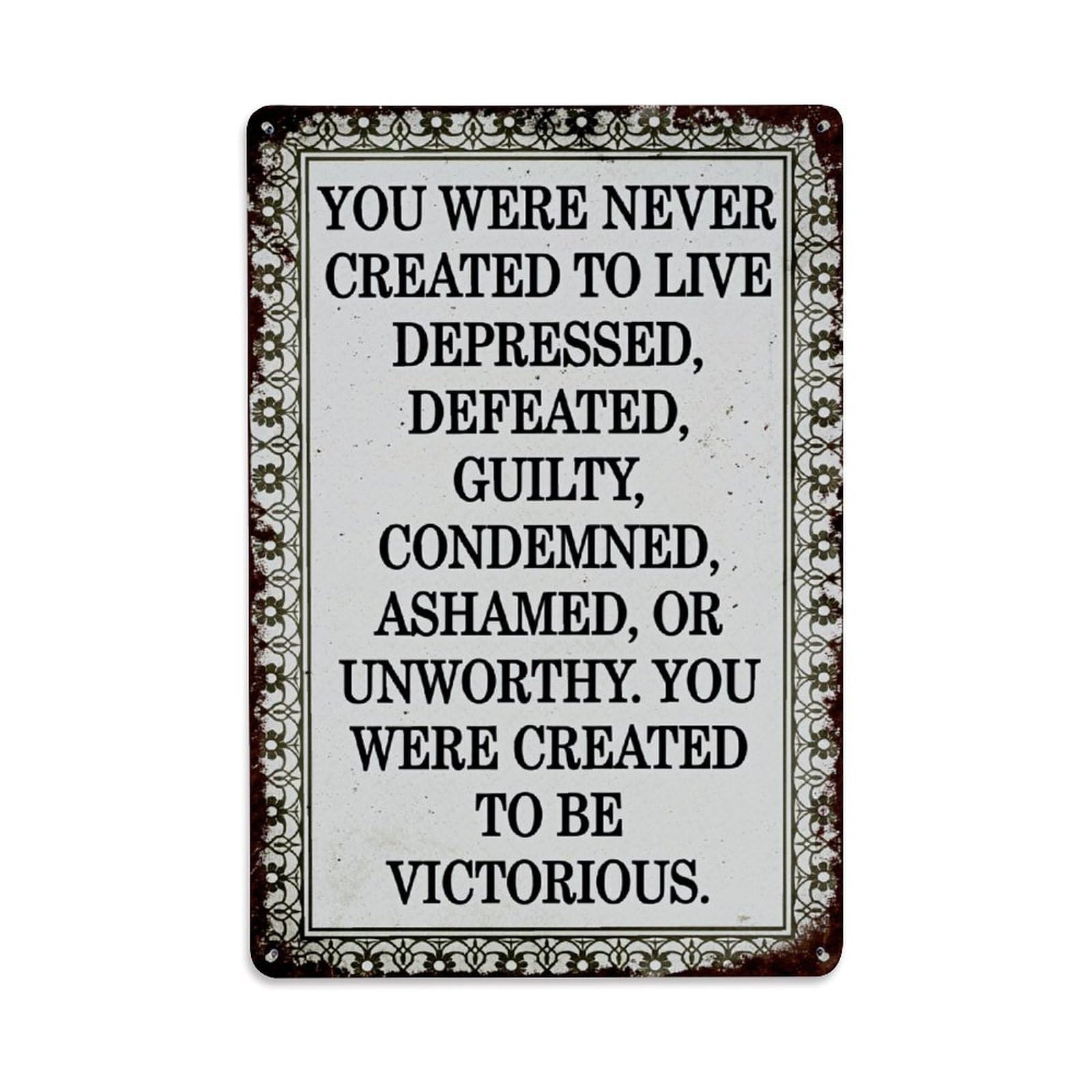 Jdfenggu Vintage Floral Border Text Design Retro Metal Tin Sign, Decor Art Poster For Bar, Home, Man Cave, Kitchen, Laundry Room Gift 8X12inch