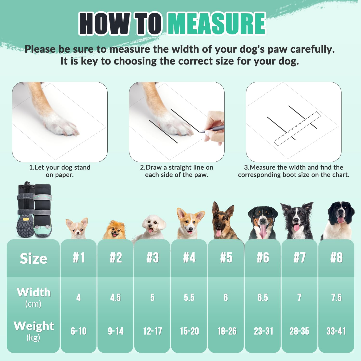SlowTon Chaussures pour Chiens - Bottes étanches pour Chiens en Hiver, Bottes Chaudes pour Chiens avec Semelle en Caoutchouc antidérapante et Bandes réfléchissantes, adaptées aux Petits