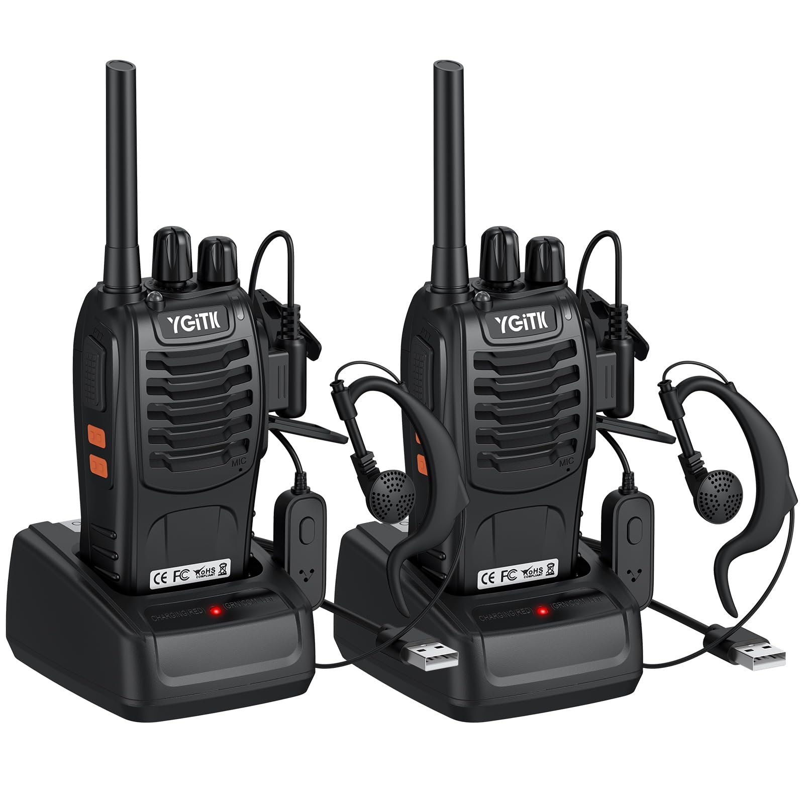Talkie Walkie Rechargeable Longue Portée 16 Canaux PMR Talkies-Walkies Radio, Radio sans Licence, Fonction VOX, Lampe LED, Portatif pour Extérieur, École, Maison (2 Unités)