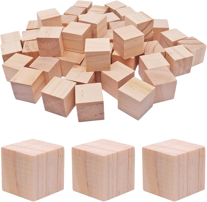 Amazon.com: SWZHAI Small Wooden Blocks for Crafts 1 inch, 50 PCS ...