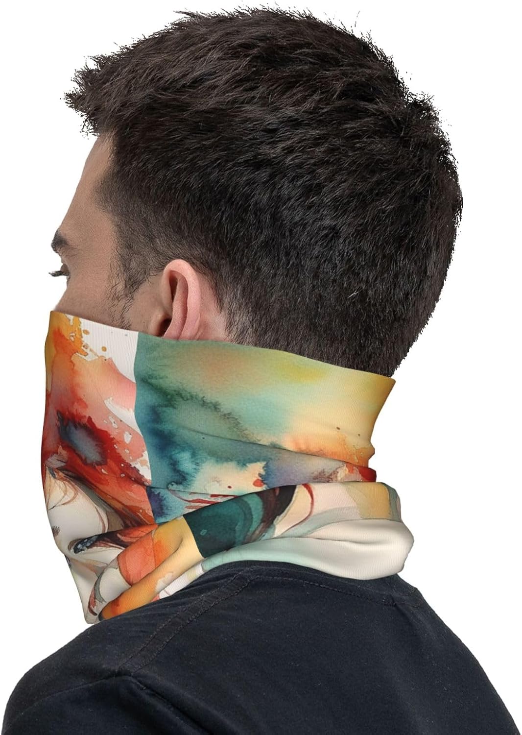 Winter Neck Gaiter Windproof Ski Mask Breathable Face Cover Abstract Watercolor Lady Neck Warmer Scarf Half-Face Mask For Cold Weather Outdoor