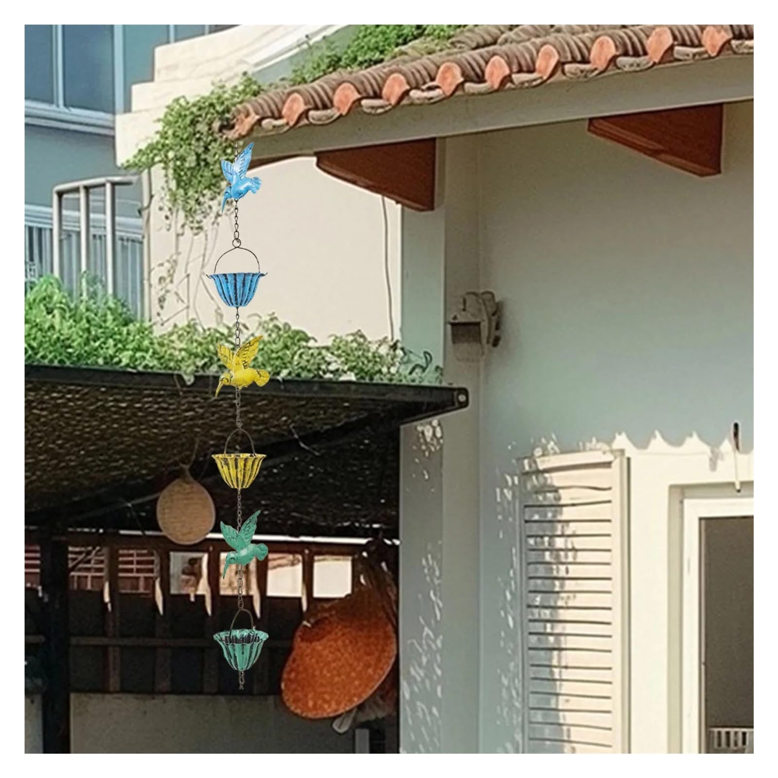 2 Stück Kolibri verstellbar Für Garten | Hängende Regenhüttenkette, dekorative Regenkette, Fallrohr-Ersatz for die Gartenentwässerung