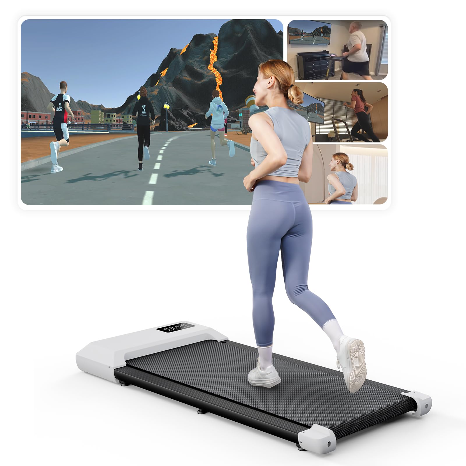 Superun Tapis Roulant Elettrico, Walking Pad 1-6KM/H Tapis Roulant Salvaspazio con Telecomando e Display LCD, Treadmill Capacità Massima 136 Kg, Installazione Gratuita…