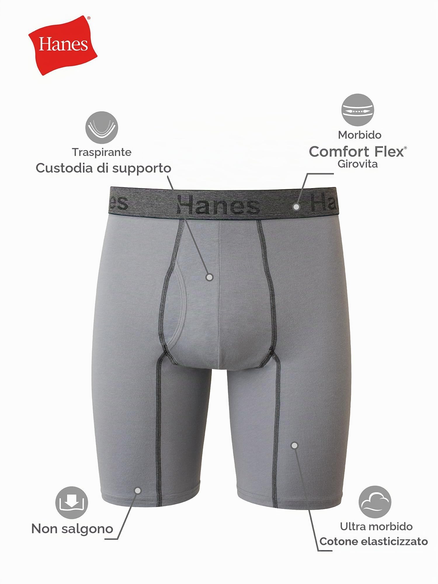 Hanes Comfort Flex Fit Ultra Soft Cotton Modal Blend Boxer Brief 4-Pack Boxer Corti Uomo (Pacco da 4)