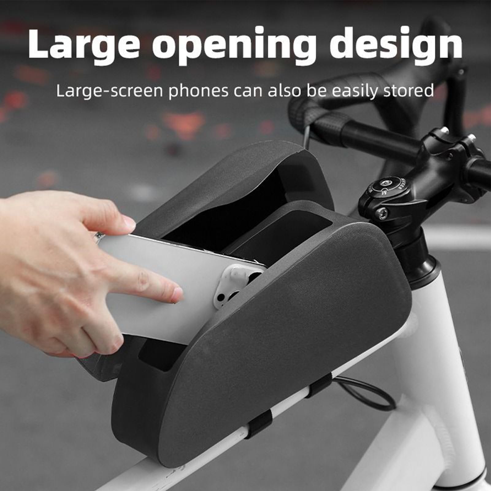 Bike Frame Bag | 9.65x2.76x4.33 inches TPU Waterproof Bike Organizer Pouch | Magnetic Closure Cycling Top Tube Bag for Key Mobile Phones Tissue Repair Tools