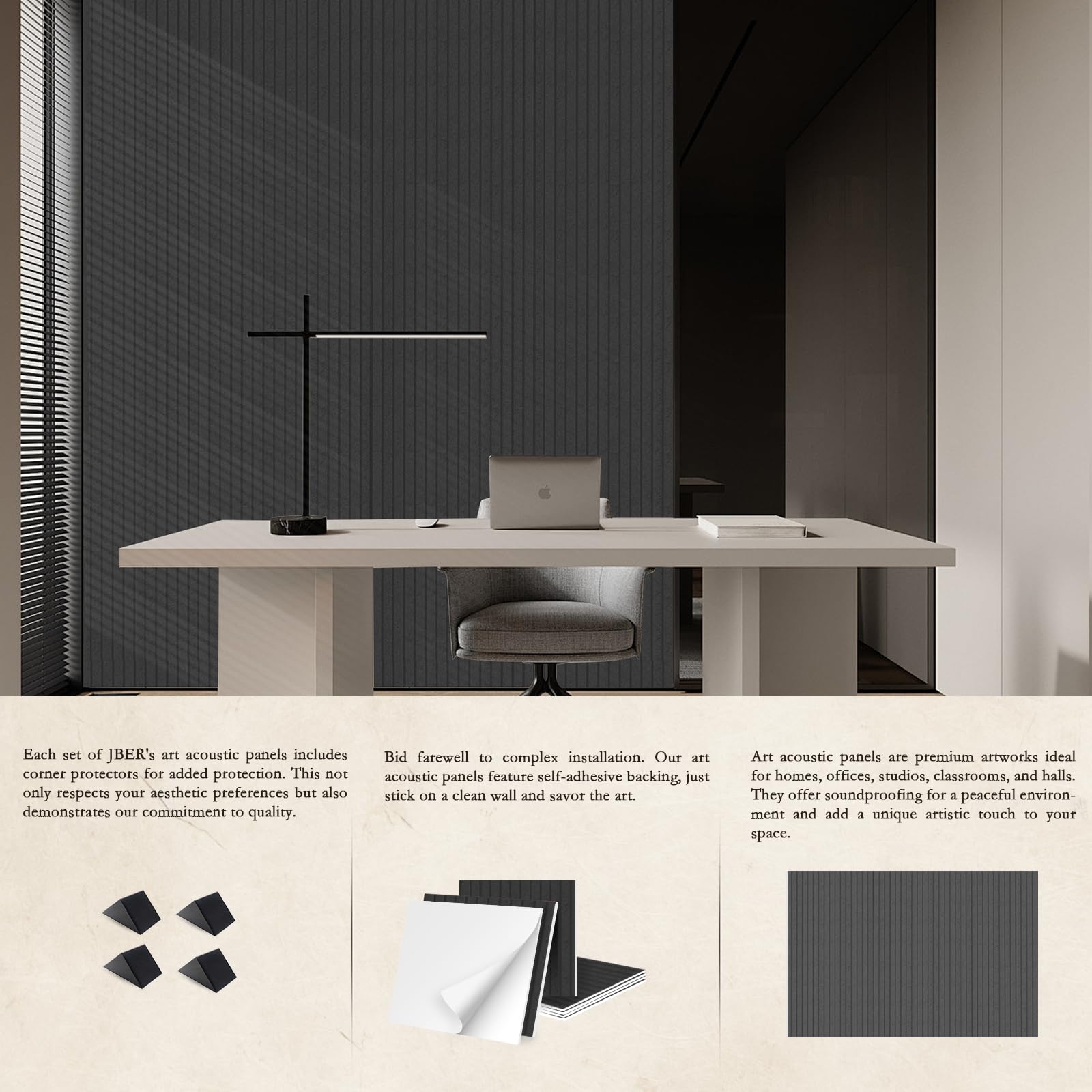 JBER 6 Pezzi Pannelli Fonoassorbenti Adesivi, Pannello Fonoassorbente ad Alta Densità, Pannelli Insonorizzanti per Pareti, Trattamento Acustico per Podcasting, Studi di Registrazione, 60×60×1cm, Nero