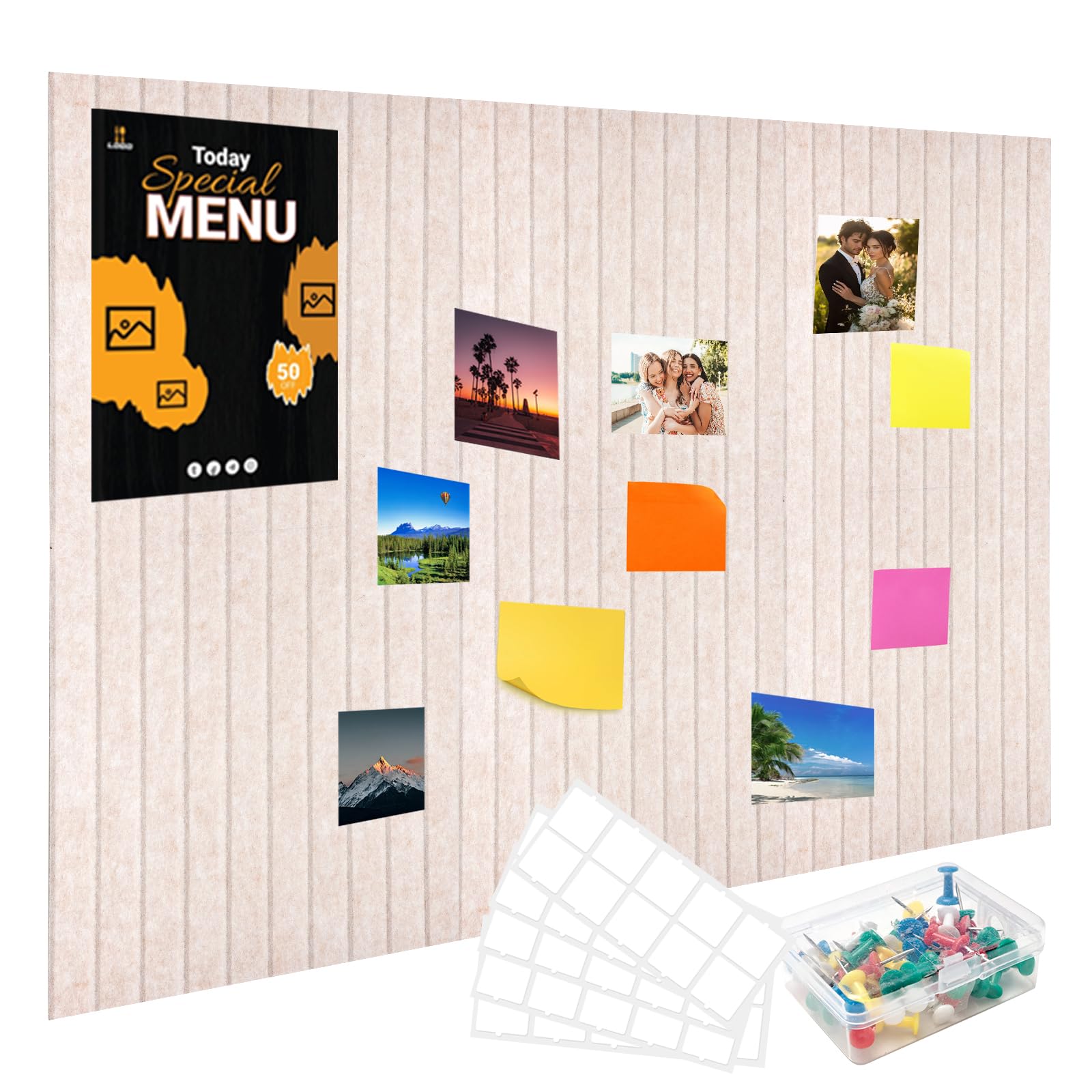 6 Pack Large Felt Wall Tiles Cork Boards for Office,90×60cm Vision Board Kit for Wall Decorative,Notice Memos Pin Board for Home Office Kitchen(Light Beige - 30x30cm)