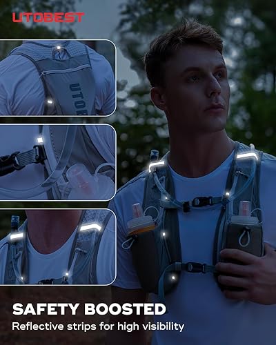 Miniatura 9 de Chaleco para correr, chaleco de hidratación de 5 litros, ligero, transpirable y resistente al sudor, chaleco de hidratación ajustable para correr,