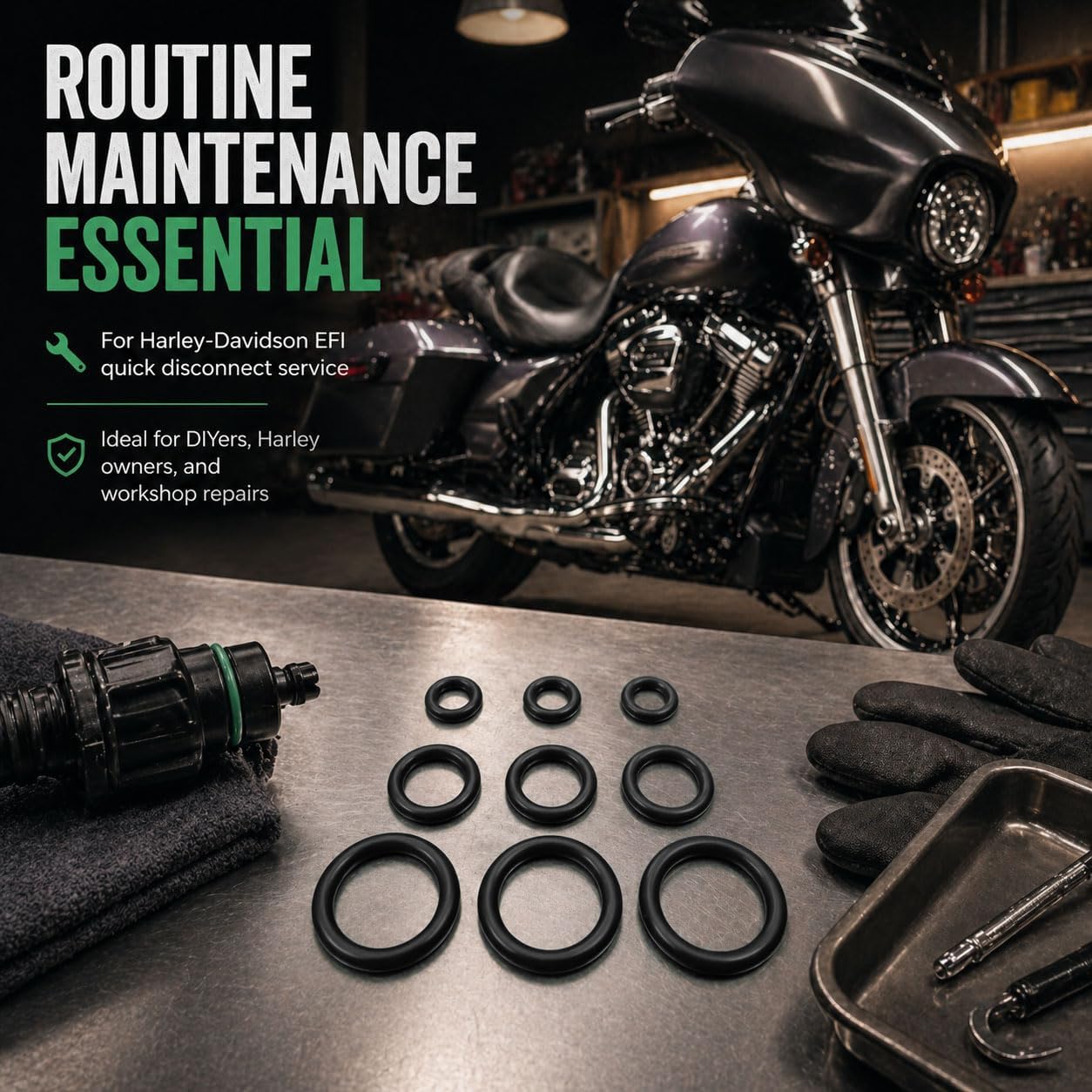 Fuel Line Quick Disconnect O-Ring Kit Compatible with Harley-Davidson EFI Models 2000-2024, Compatible with Street Glide Road King Softail, 9 Pack Leak-Proof Seals