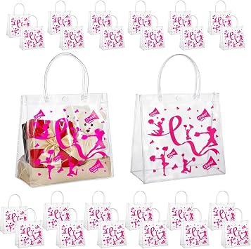 Verigud 24 Pcs Clear Gift Bags with Handles for Cheer Team