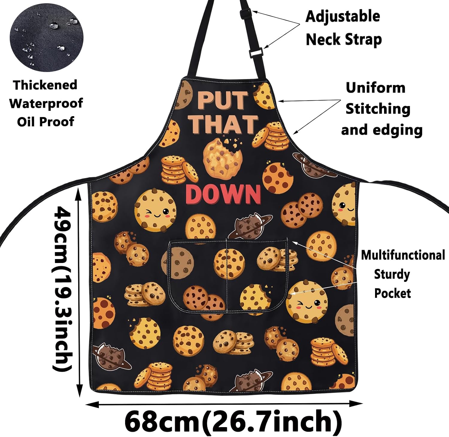 WZMPA Butter Cookie Baking Apron Sugar Cookie Lover Gift Put That Cookie Down Cooking Apron Chocolate Cookie Merch image 2