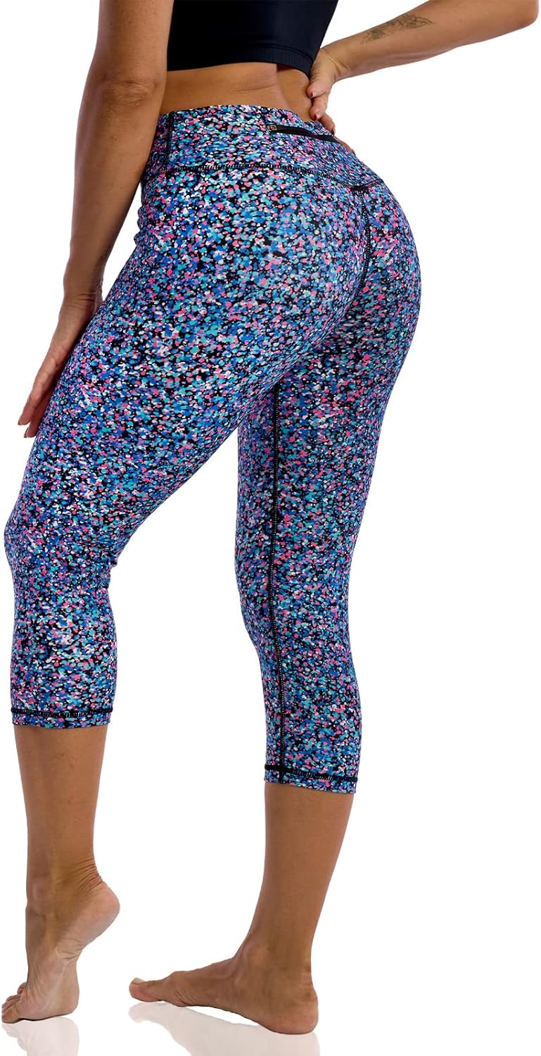 UIUO-UIPEU Pattern Printed Capri Leggings with Pockets for Women Tummy Control Workout Yoga Capris - Image 9