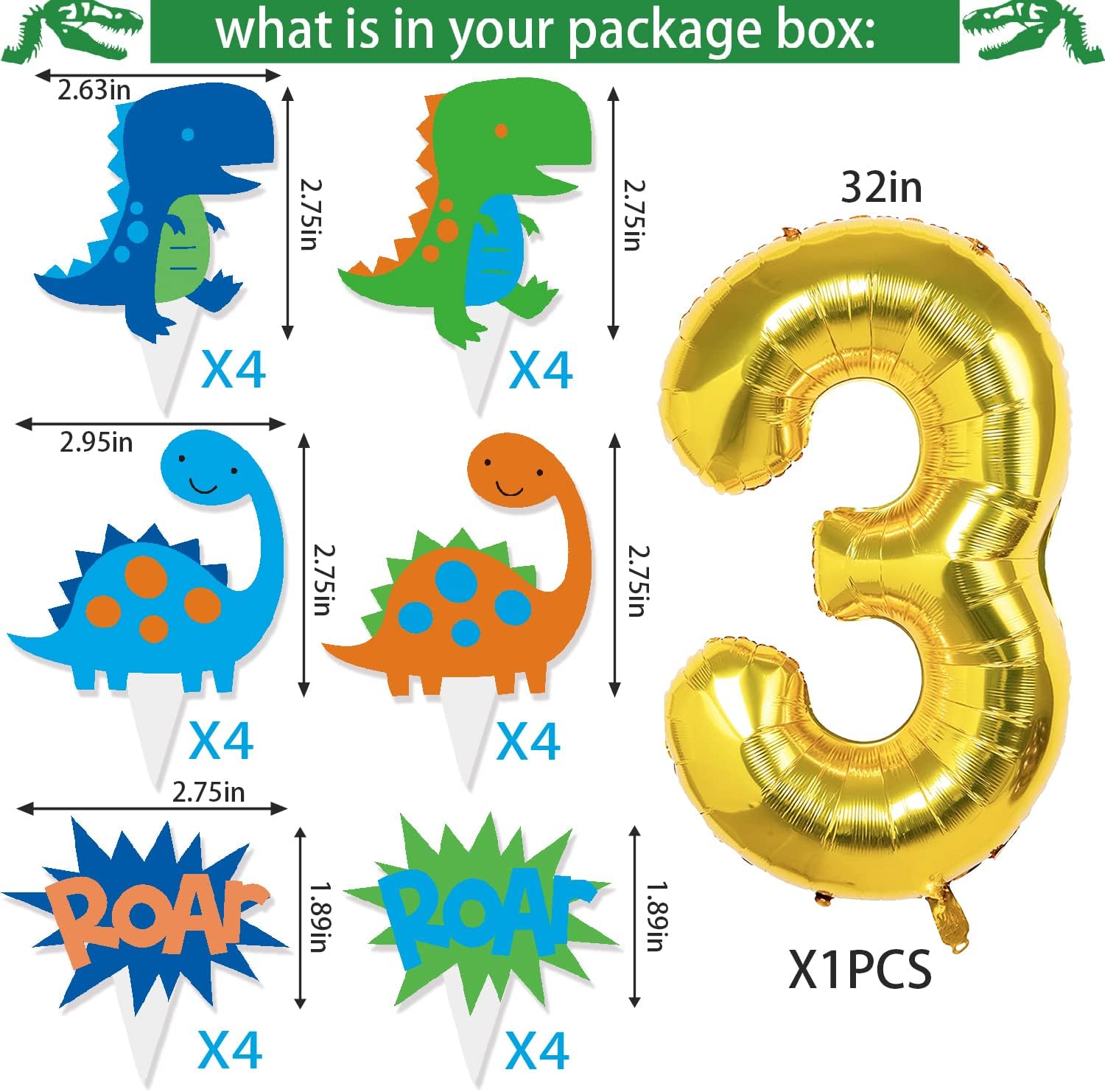 Three Dino Rex Birthday Party Decorations Dinosaur Birthday Party Supplies 3 Year Old Boy Dino Balloon Arch Backdrop Cake Topper Plates Napkins and Cups Table Cloth for for Boy T-Rex 3 Rex Dino Bday