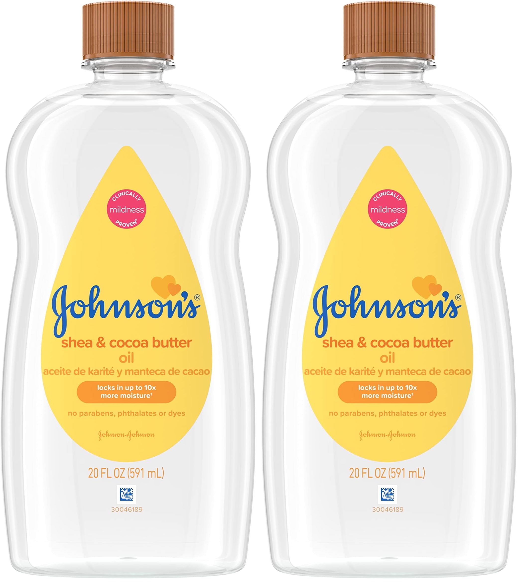 Oil, Mineral Oil Enriched with Shea & Cocoa Butter to Prevent Moisture Loss, Hypoallergenic, 20 fl. oz (Pack of 2)