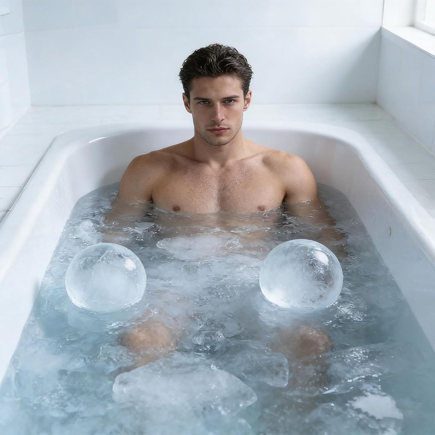 Innovative Ice Ball Maker for Bathing Designed with Leak Silicone Base to Your Like At Home Globular Freezing Block Maker