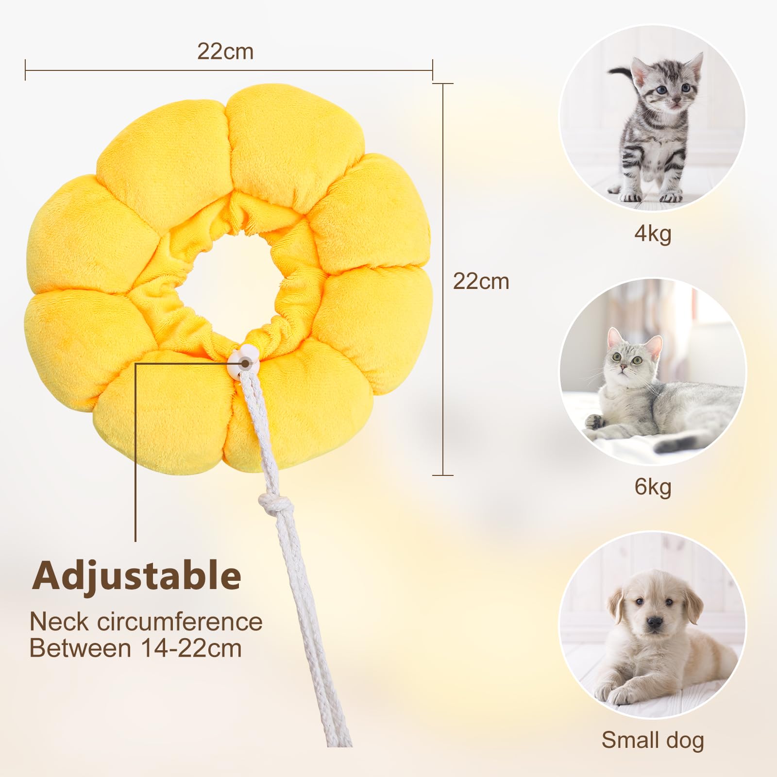 Collare Elisabettiano Per Cani E Gatti - 2 Pezzi A Forma Di Girasole, Per Animali 2-4 Kg, Giallo/Arancio