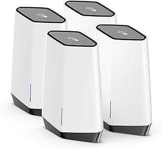 NETGEAR Orbi Pro WiFi 6 Tri-Band Mesh System for Business or Home (SXK80B4) - Router with 3 Satellite Extenders | 4 SSIDs, VLAN, QoS | Coverage up to 12,000 sq. ft, 80 Devices | AX6000 (Up to 6Gbps)