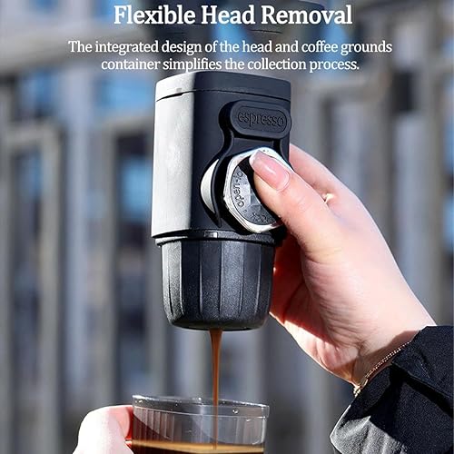 Miniatura 2 de Cafetera portátil de prensa manual, con compartimento para cápsulas, tazón de café en polvo, preparación manual para viajes en casa