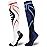 Keskale Compression Socks for Men & Women 20-30 mmHg Knee High (2 Pairs) - Best Support for Medical, Athletic, Sports, Travel, Running (White, Blue, L/XL)