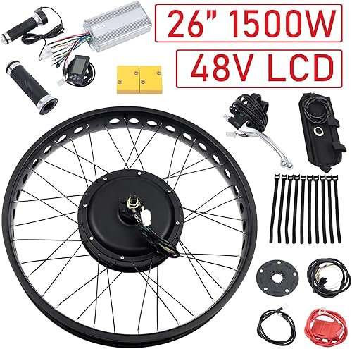 Miniatura 3 de Kit de conversión de rueda trasera de bicicleta eléctrica de 26 pulgadas 48 V 1500 W neumático de nieve grasa Kit de motor de bicicleta eléctrica
