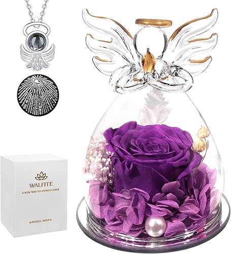 Regalo de rosa de Navidad, estatua de ángel de rosa, regalo de cumpleaños, regalo de ángel rosa, regalo para mamá, bueno para boda, aniversario,