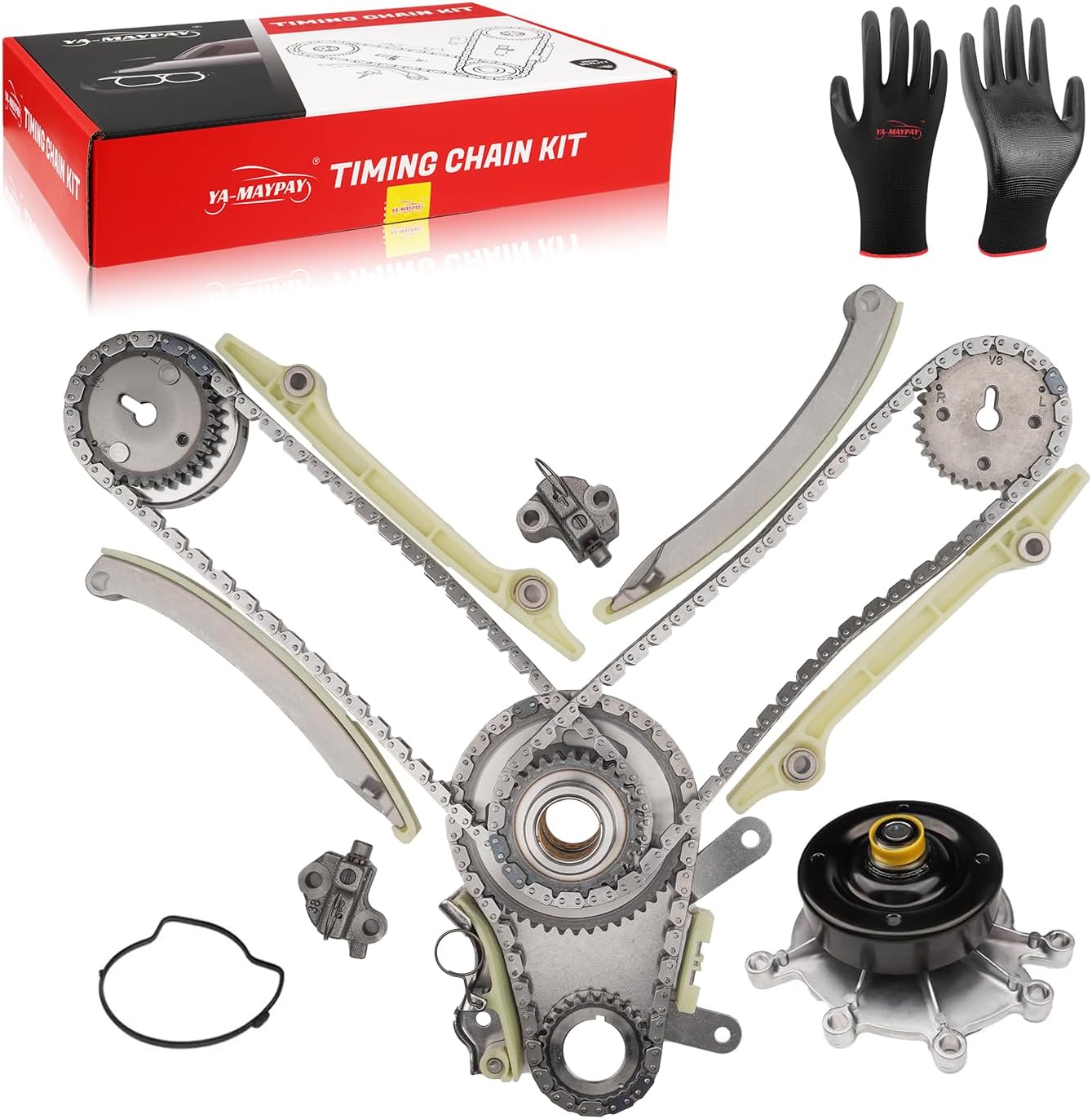 Engine Timing Chain Kit Compatible with Dodge Ram 1500 4.7L 2003-2006 - Fits Dakota, Durango, Grand Cherokee & Commander - Timing Set with Water Pump - OE#53020680, 5013867aa