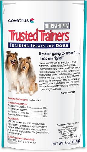 Miniatura 4 de Covetrus NutriSentials Trusted Trainers - Golosinas suaves para perros pequeños, medianos y grandes, sabor a pollo, paquete de 3, 4 onzas