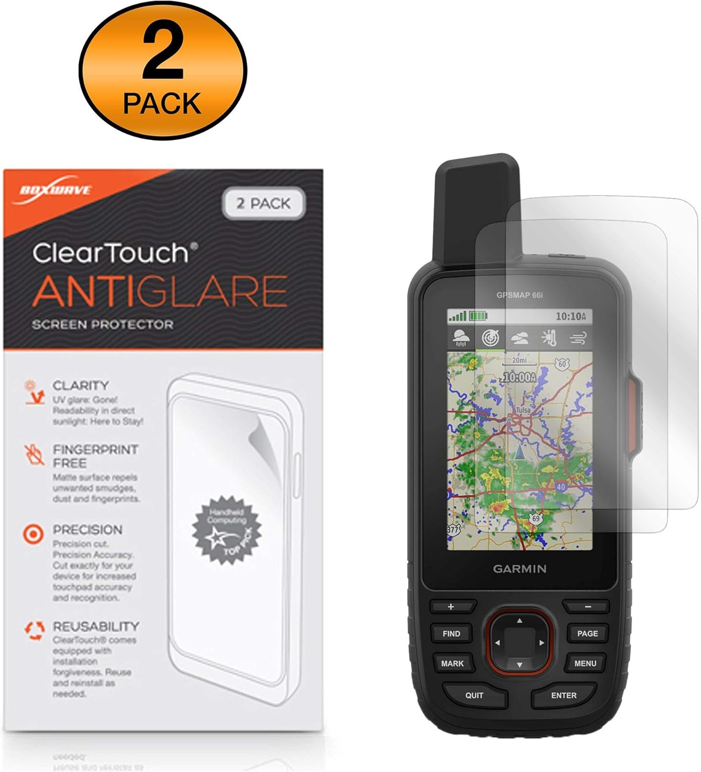 boxwave screen protector compatible with garmin gpsmap 66i screen protector by boxwave cleartouch anti glare 2 pack anti fingerprint matte film