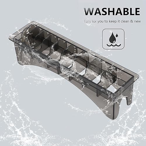 Miniatura 5 de ANKORYU - Organizador de 10 soportes para cortapelos de rejilla, caja de almacenamiento rectangular de plástico para peine guía guía de pelo, Negro