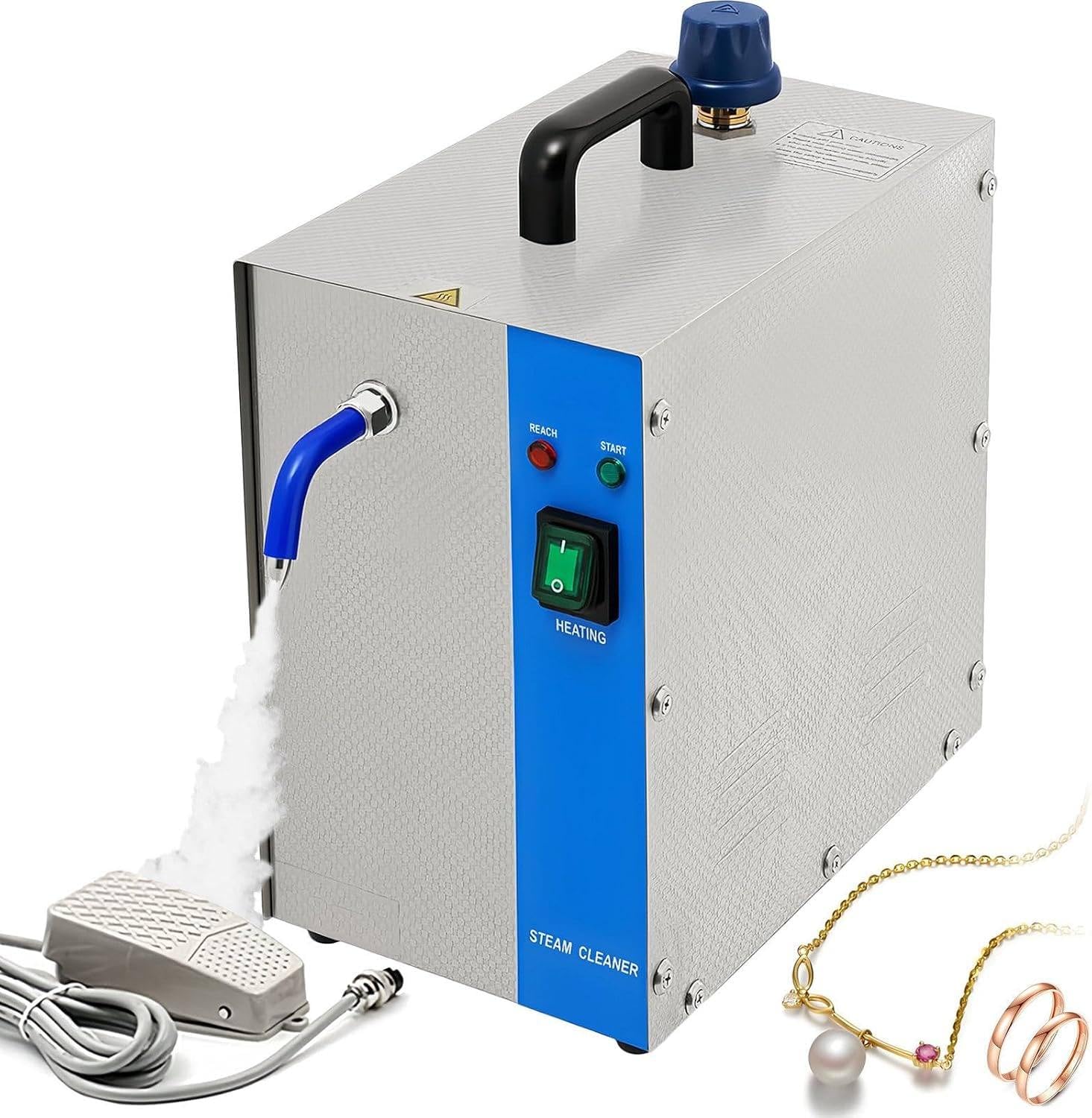 Limpiador de Joyas a Vapor, máquina limpiadora de Joyas a Vapor de Alta presión con Interruptor de Pedal para Joyas de Oro y Plata. 2L