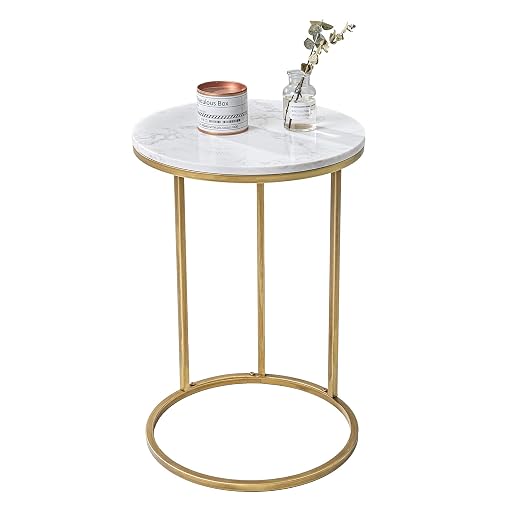 UMI Gold C-Shaped Marble Top Table