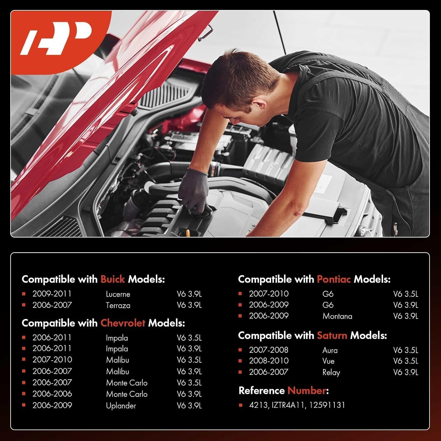 A-Premium Iridium Platinum Spark Plugs Compatible with Chevrolet Malibu 2006-2010, Impala 2006-2011, Monte Carlo, Uplander & Buick Lucerne, Terraza & Pontiac G6, Montana & Saturn Aura, Vue, Pack of 6