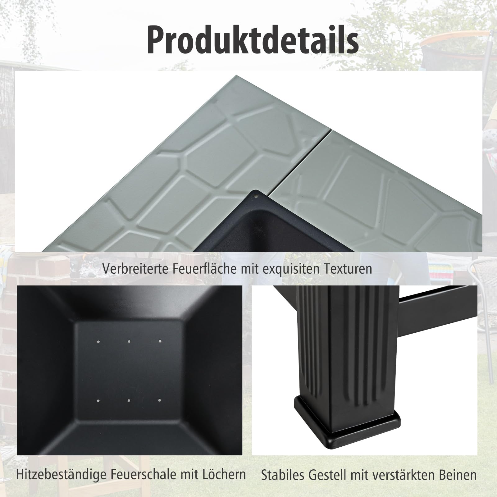 COSTWAY Palenisko z rusztem, palenisko 3 w 1, z ochroną przed iskrami i hakiem pogrzebowym, do ogrodu, na zewnątrz, 81 x 81 x 50 cm, Fire Pit do ogrzewania, grilla i pikników (kolor szary)