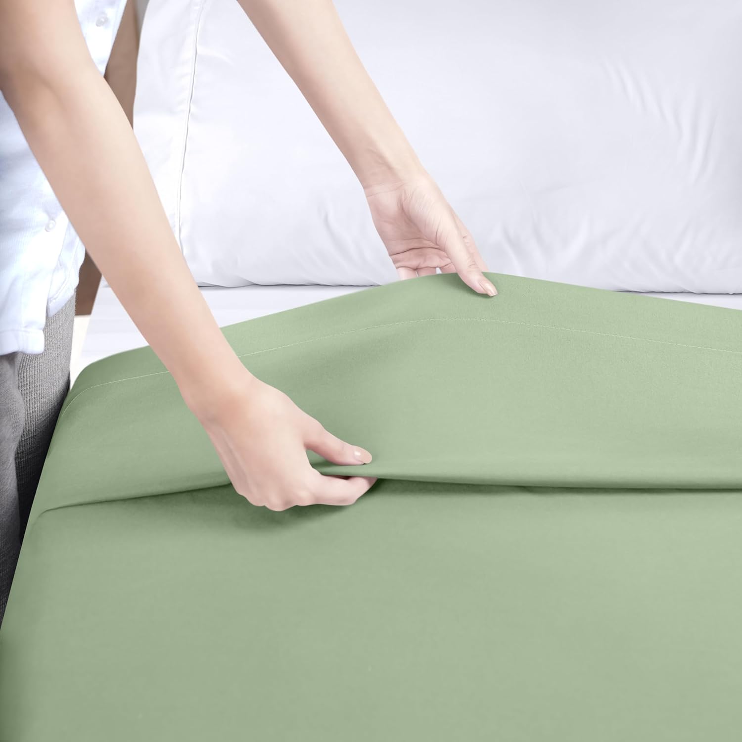 Utopia Bedding Flat Sheet - 1 Pack (Queen, Sage) - Soft Brushed Microfiber Fabric - Shrinkage & Fade Resistant Top Sheet - Easy Care Bed Sheet