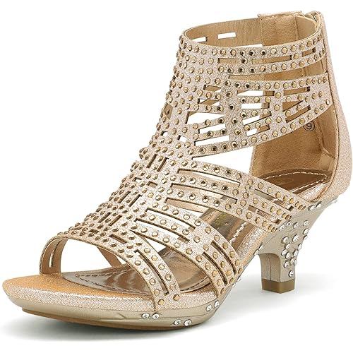 DREAM PAIRS Girls Sandals Low Heel Dress Pump Sandals