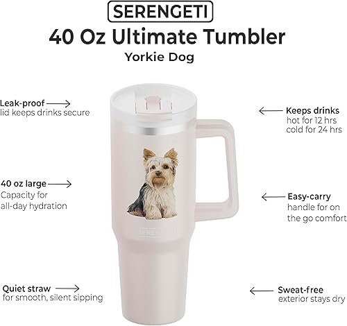 Miniatura 2 de E&S Pets SERENGETI Ultimate - Vaso de 40 onzas con asa y pajilla, vaso aislado al vacío con popote y tapa, taza de viaje de acero inoxidable para