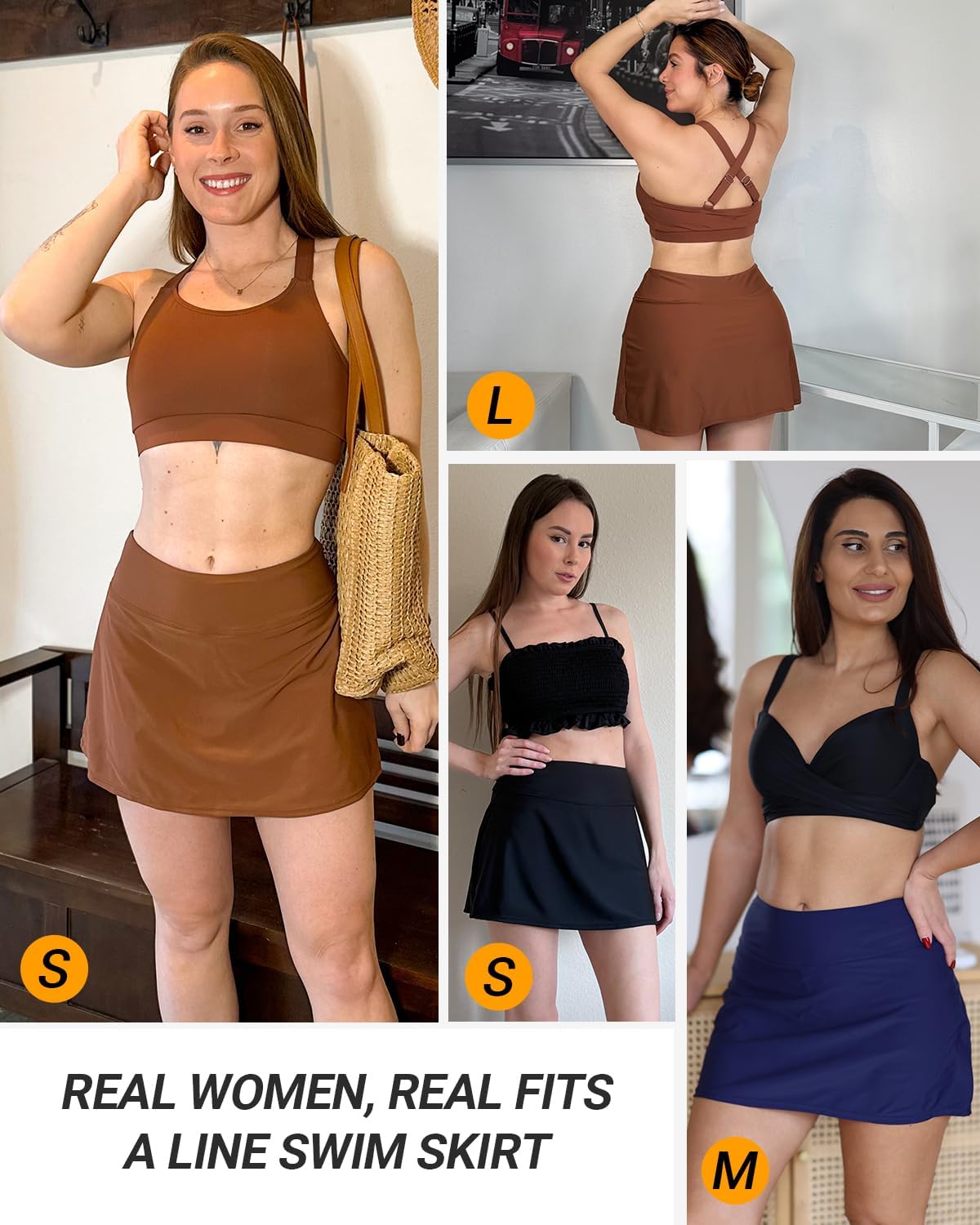 Daci High Waisted Swim Skirt - 2025 A-line Bathing Suit Skirt with Boxer Liner Tummy Control Skort Swimsuit Bottoms for Women - Image 5