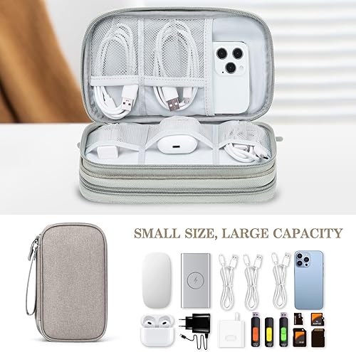Vista 207 de FYY Organizador para cosas electrónicas, para viajes, para cables, cargadores, celular y auriculares, estuche portátil, impermeable, doble capa