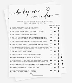 All Ewired Up 50 Baby Shower Over Under (50-Cards) Fun Baby Shower Game Activity, Gender Neutral Boy or Girl, Minimalist