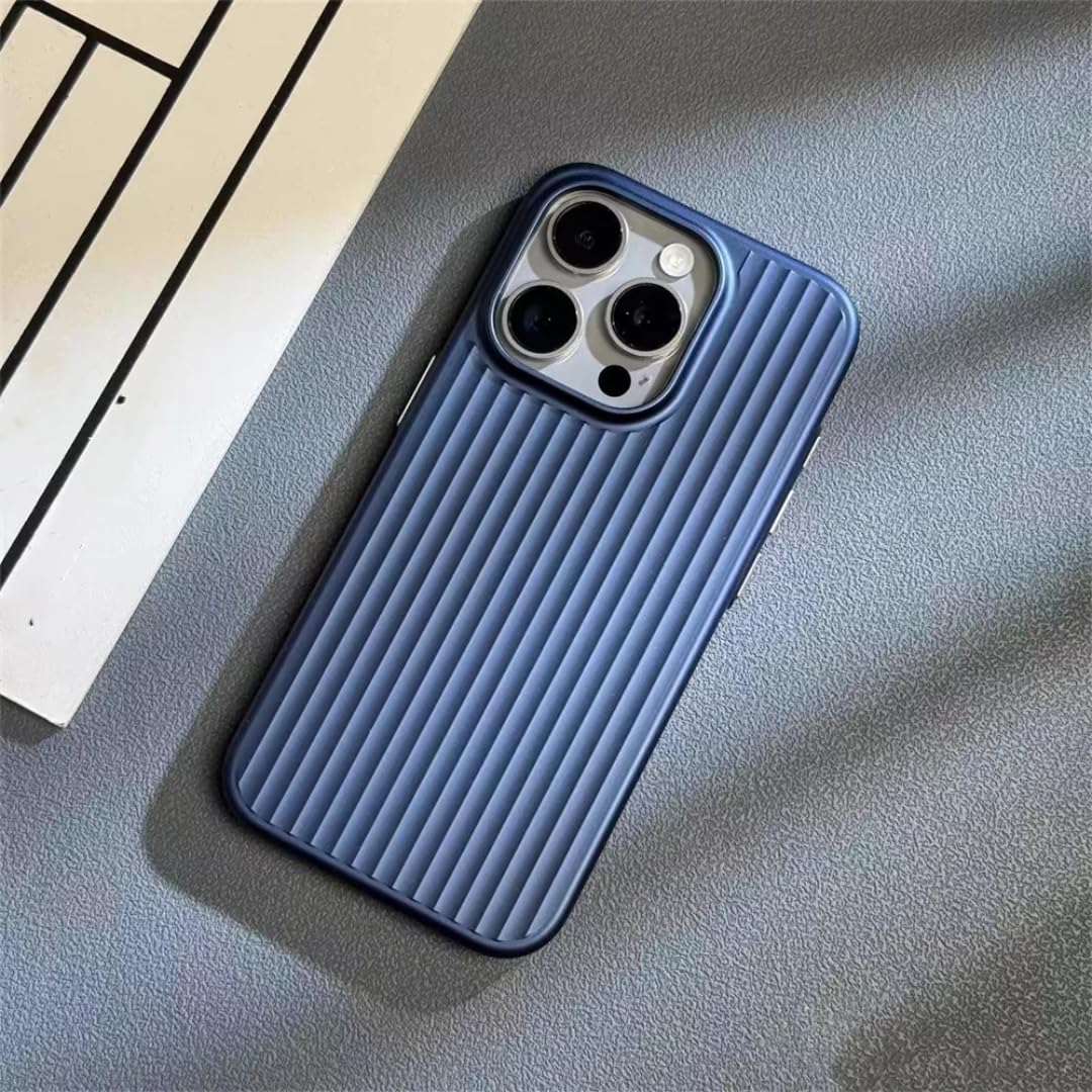 Étui pour iPhone 13 Pro Max bleu rigide transparent à motif ondulé