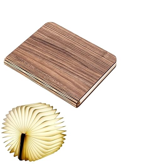 ZARUFT Bedside Lamps 3D Creative LED Night Light USB Recharge Folding Book Light Wooden Table Lamp Home Desk Decoration for kids gift